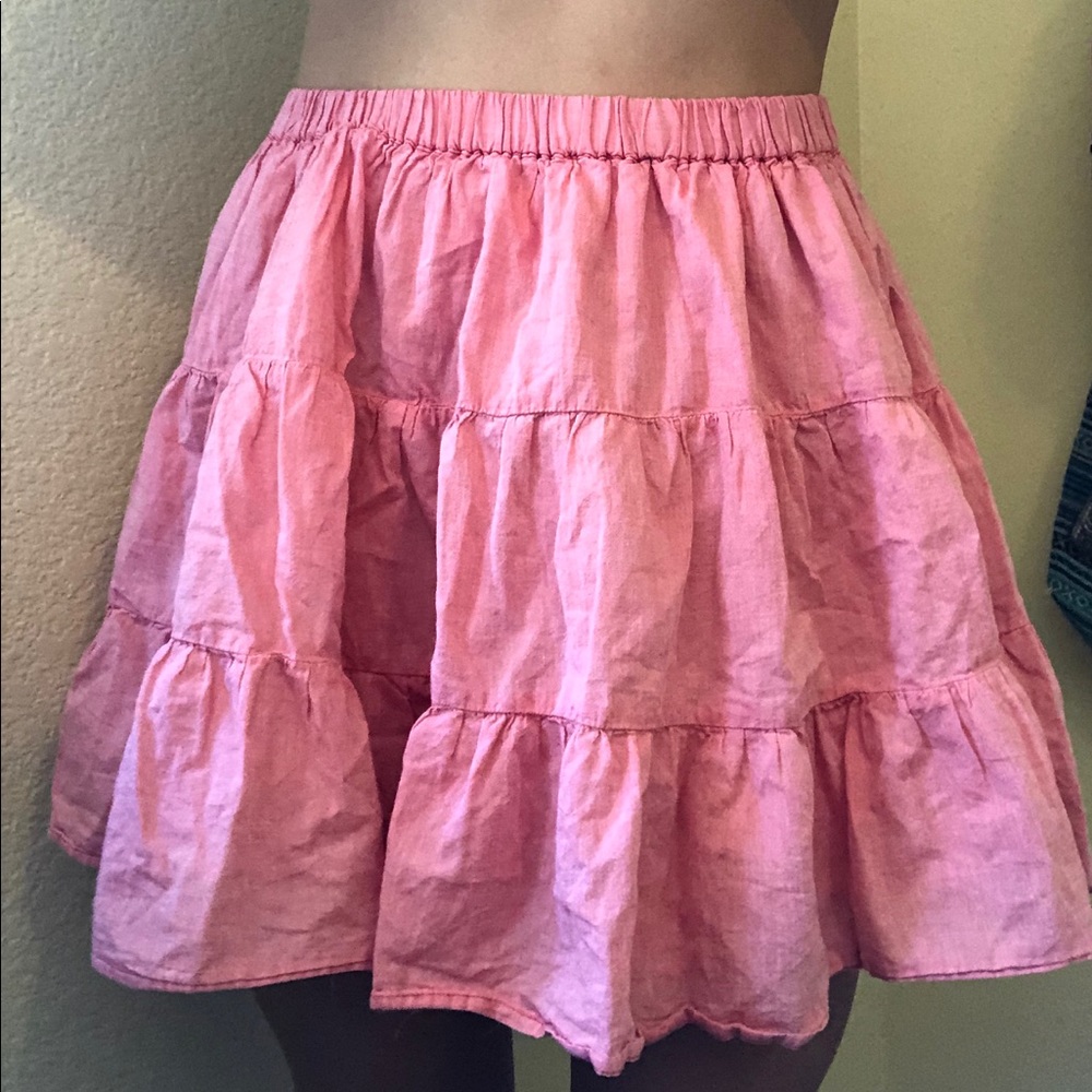 Pink Ruffle High Waisted Mini Skirt - Picture 2 of 3